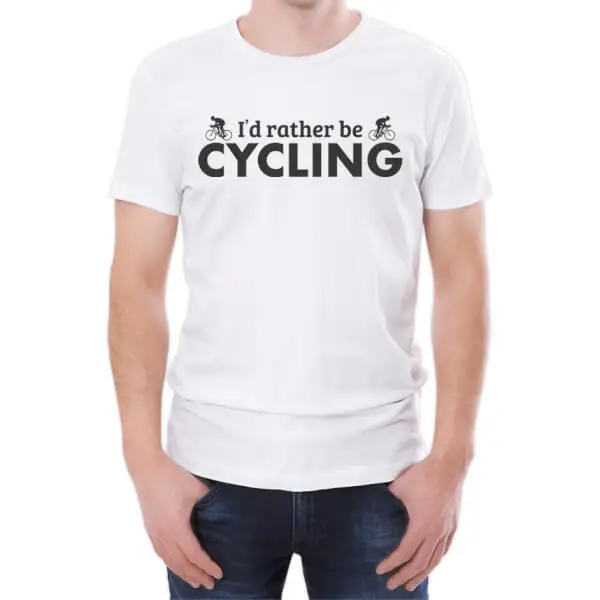 T-Junkie I'd Rather Be Cycling Men's White T-Shirt 1 T-Junkie I'd Rather Be Cycling Men's White T-Shirt