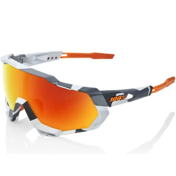 100% Speedtrap Sunglasses With HiPER Red Multilayer Mirror Lens - Soft Tact Grey Camo 1 100% Speedtrap Sunglasses With HiPER Red Multilayer Mirror Lens - Soft Tact Grey Camo