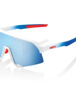 100% S3 Total Energies Sunglasses With HiPER Blue Multilayer Mirror Lens - Matt White/Metallic Blue