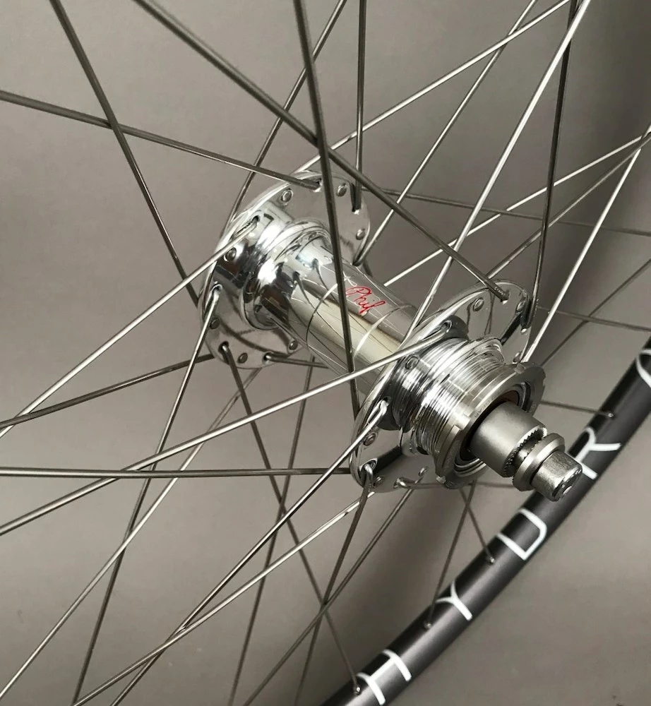 H Plus Son H + Plus Son Hydra Grey Rims Track Fixed Gear Bike Wheelset 28h Phil Wood Hubs - Image 3