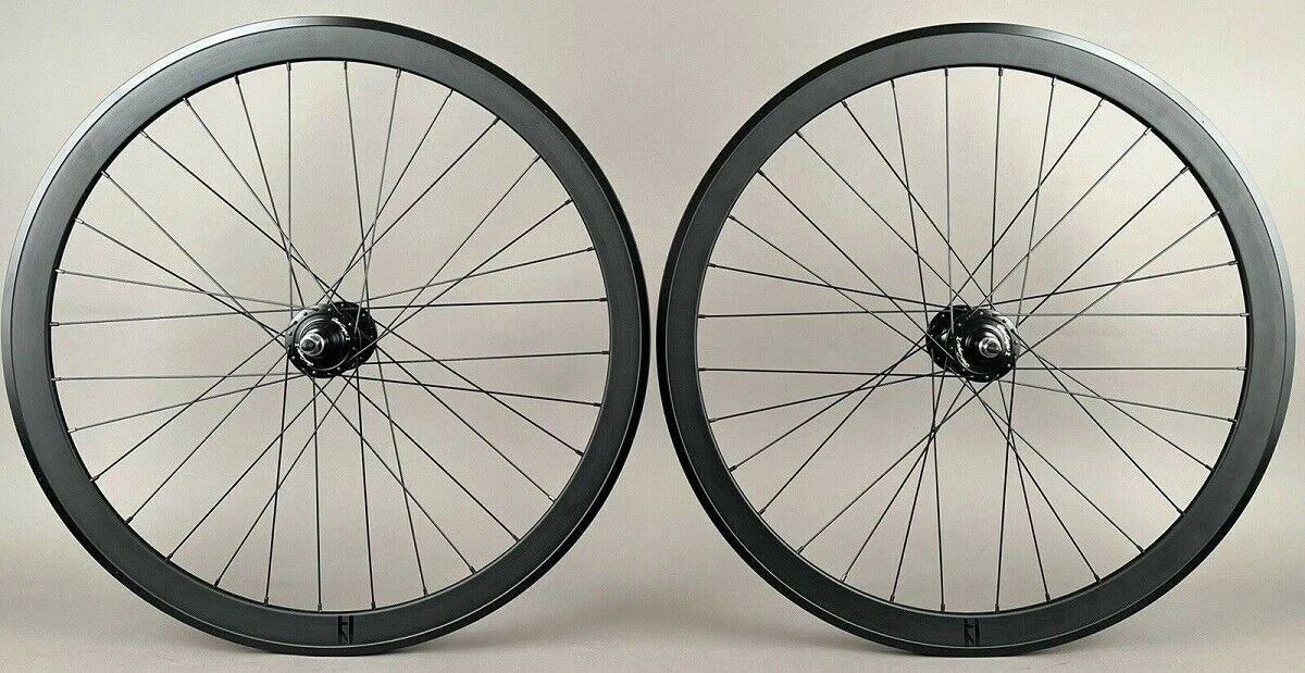 H Plus Son H PLUS + SON SL42 BLACK FIXED GEAR Track WHEELSET GRAN COMPE HUBS