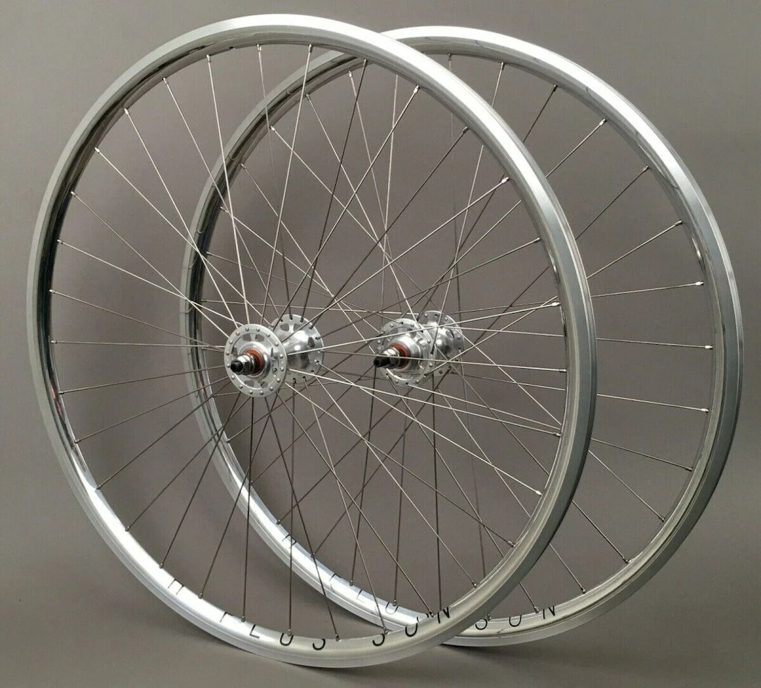 H Plus Son Archetype Polished SILVER 32h Fixed Gear Track Bike Wheelset - Image 2