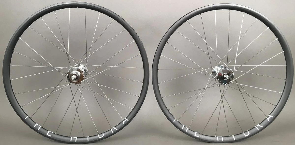 H Plus Son H + Plus Son Hydra Grey Rims Track Fixed Gear Bike Wheelset 28h Phil Wood Hubs